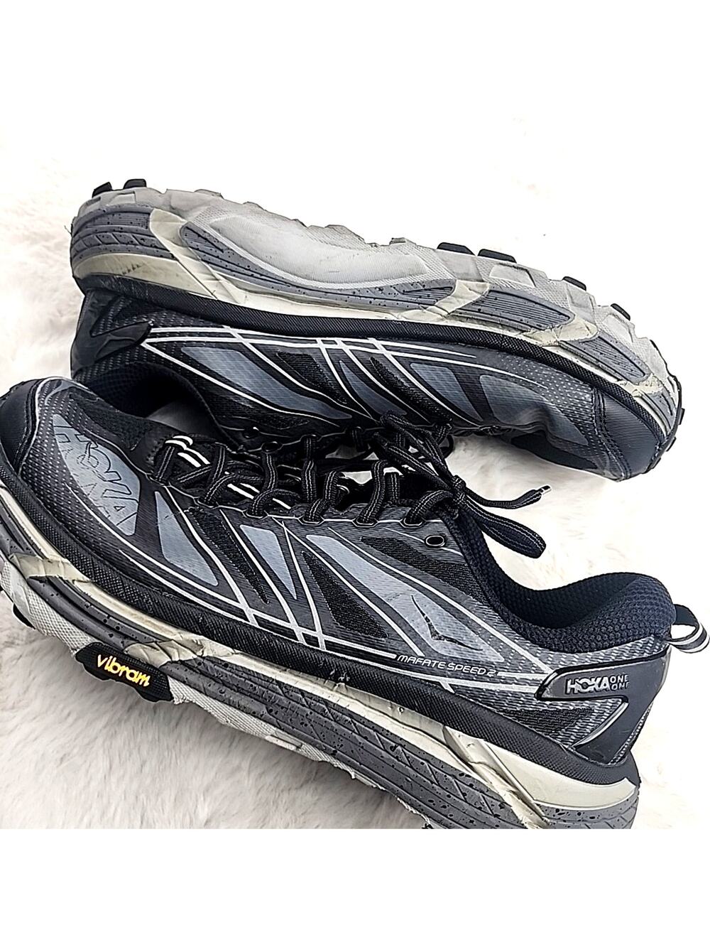 Hoka One Mens One HOKA Mafate Speed 2 Black Castlerock Size 12 Read Description